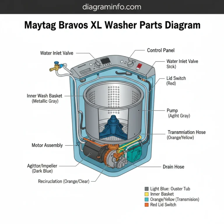 maytag bravos xl washer parts diagram diagram with labeled components and explanations