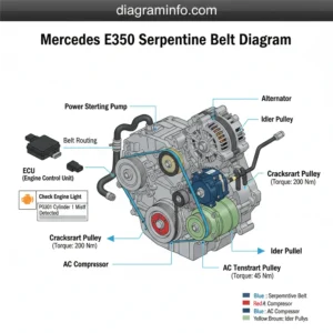 mercedes e350 serpentine belt diagram diagram with labeled components and explanations