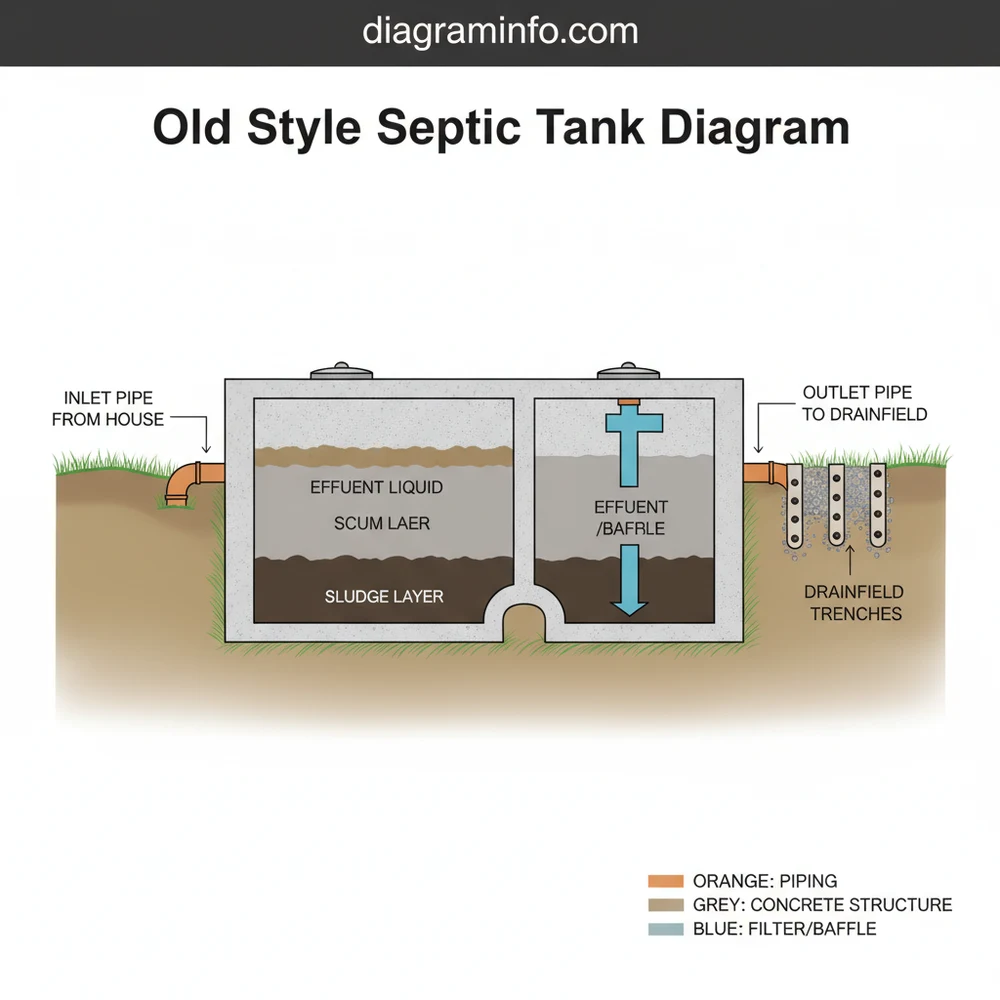 old style septic tank diagram diagram with labeled components and explanations