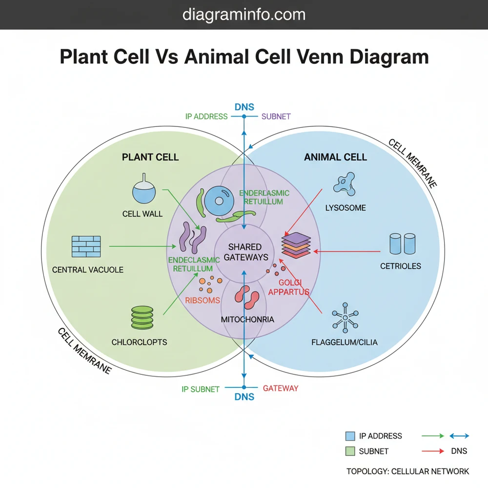 plant cell vs animal cell venn diagram diagram with labeled components and explanations