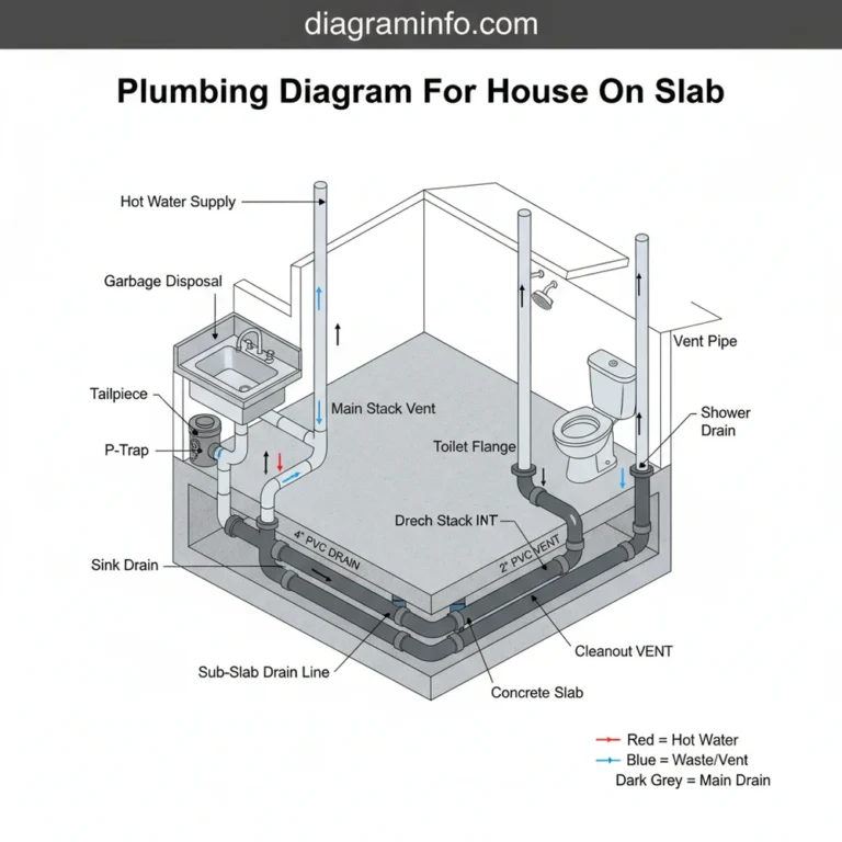 plumbing diagram for house on slab diagram with labeled components and explanations