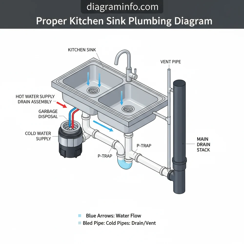 proper kitchen sink plumbing diagram diagram with labeled components and explanations