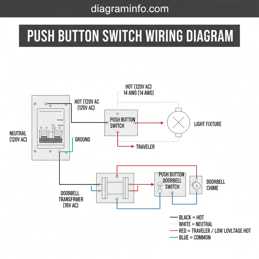 push button switch wiring diagram diagram with labeled components and explanations