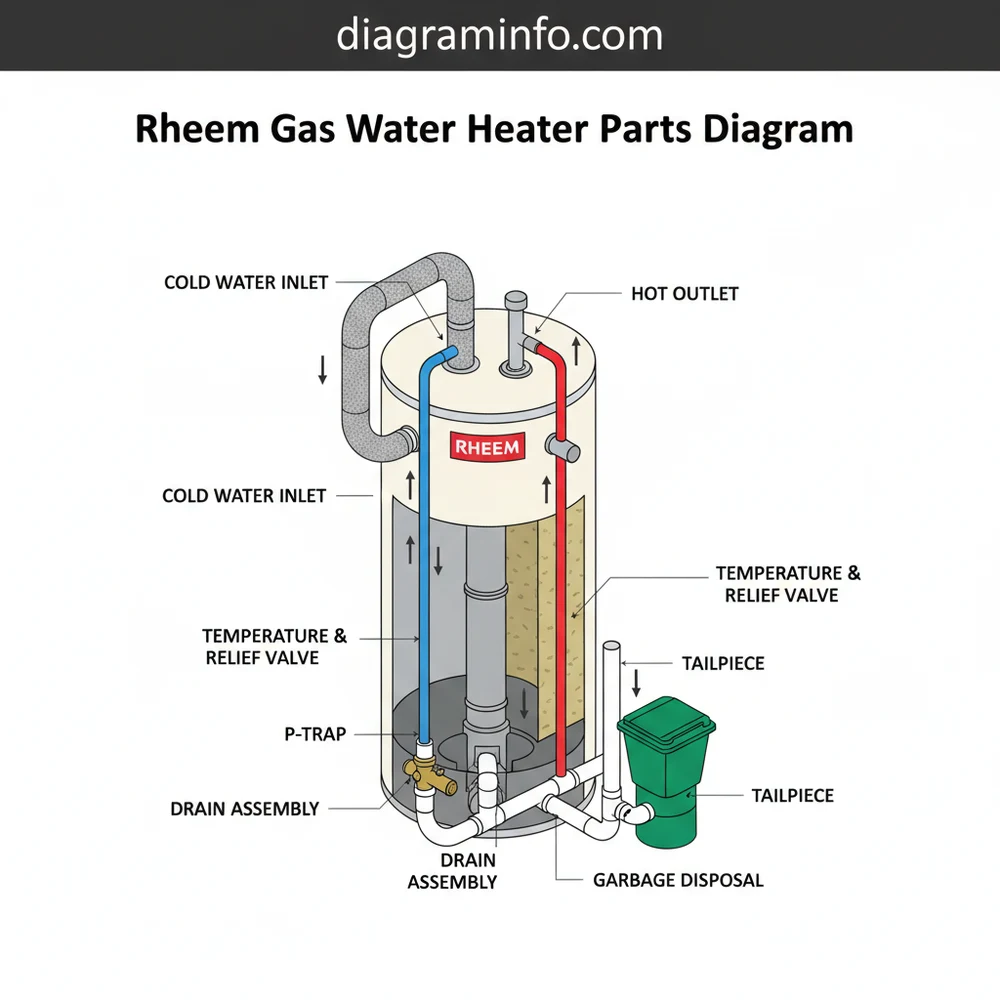 rheem gas water heater parts diagram diagram with labeled components and explanations