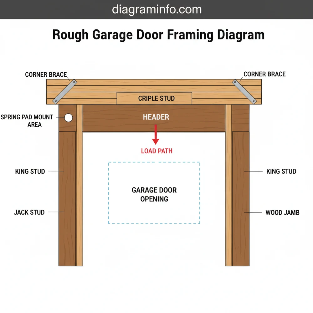 rough garage door framing diagram diagram with labeled components and explanations