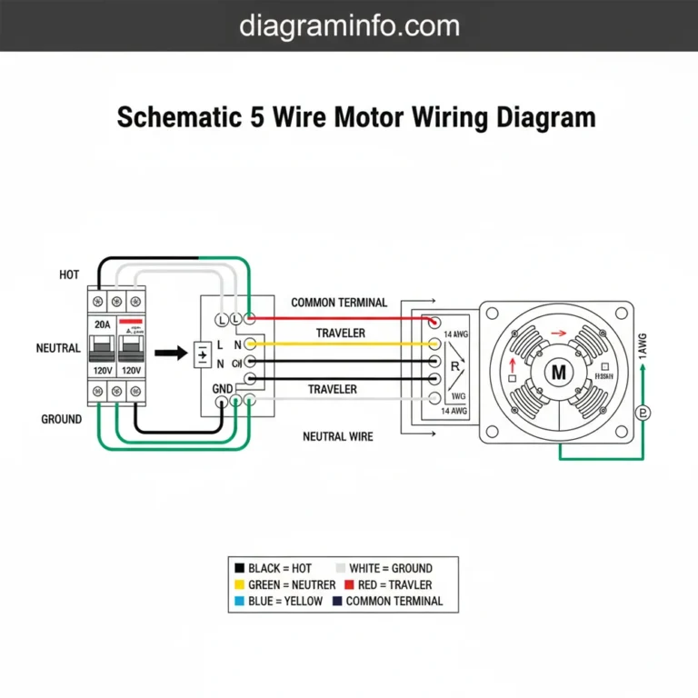 schematic 5 wire motor wiring diagram diagram with labeled components and explanations