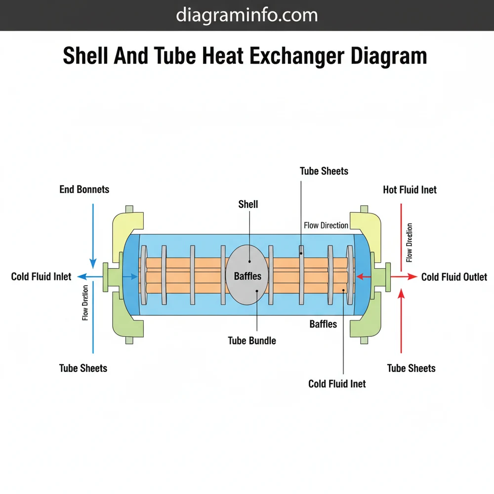 shell and tube heat exchanger diagram diagram with labeled components and explanations