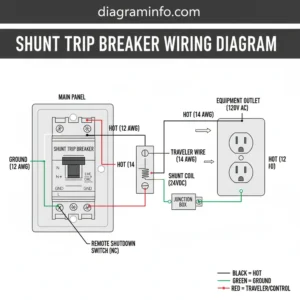 shunt trip breaker wiring diagram diagram with labeled components and explanations