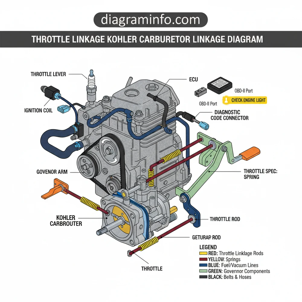 throttle linkage kohler carburetor linkage diagram diagram with labeled components and explanations