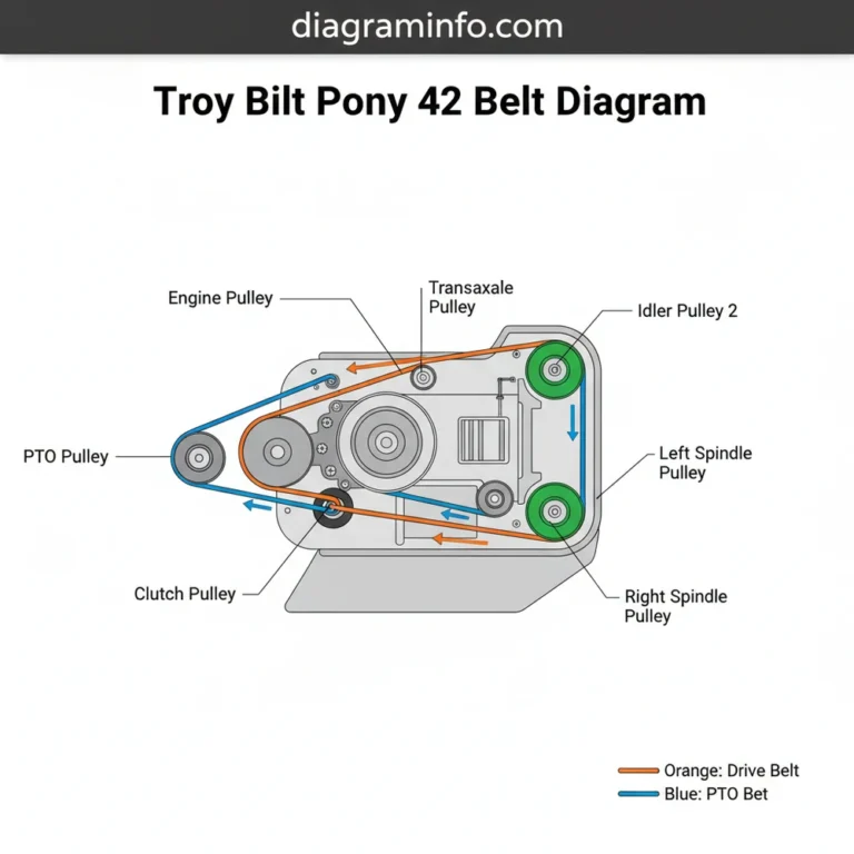 troy bilt pony 42 belt diagram diagram with labeled components and explanations