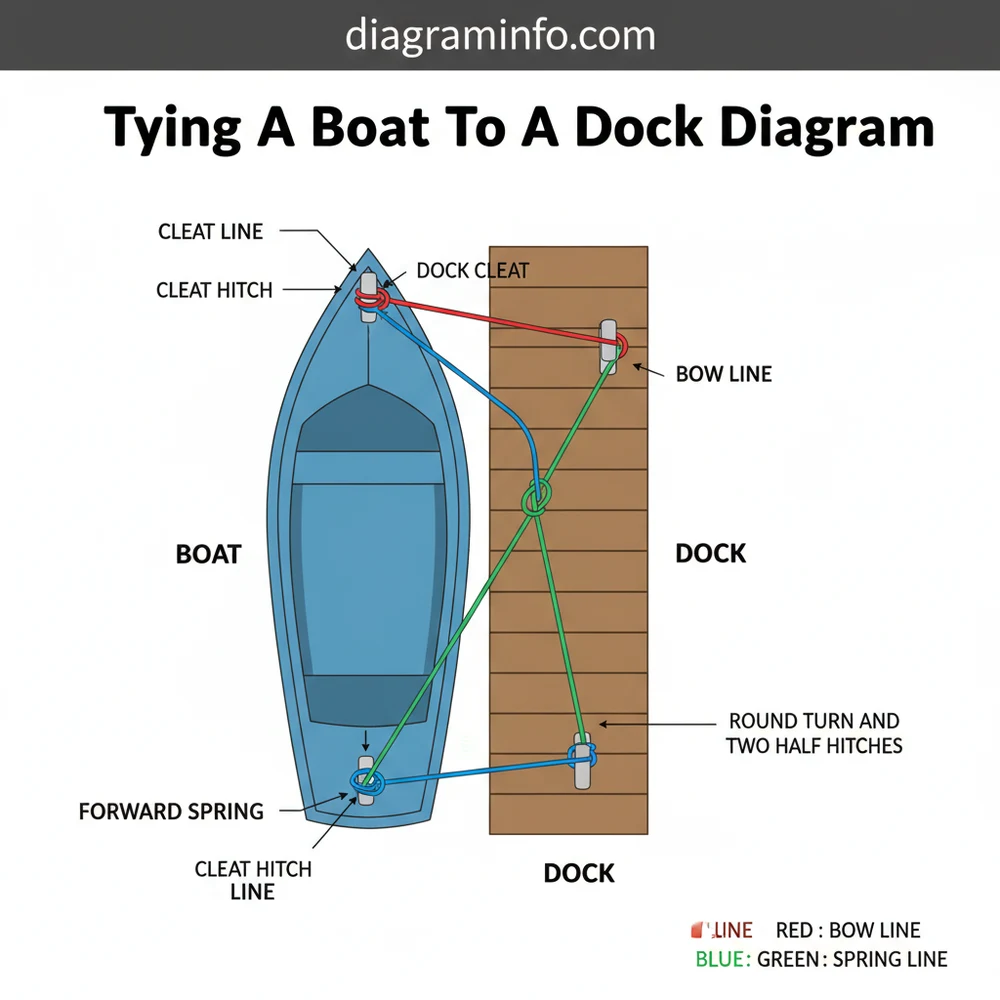 tying a boat to a dock diagram diagram with labeled components and explanations