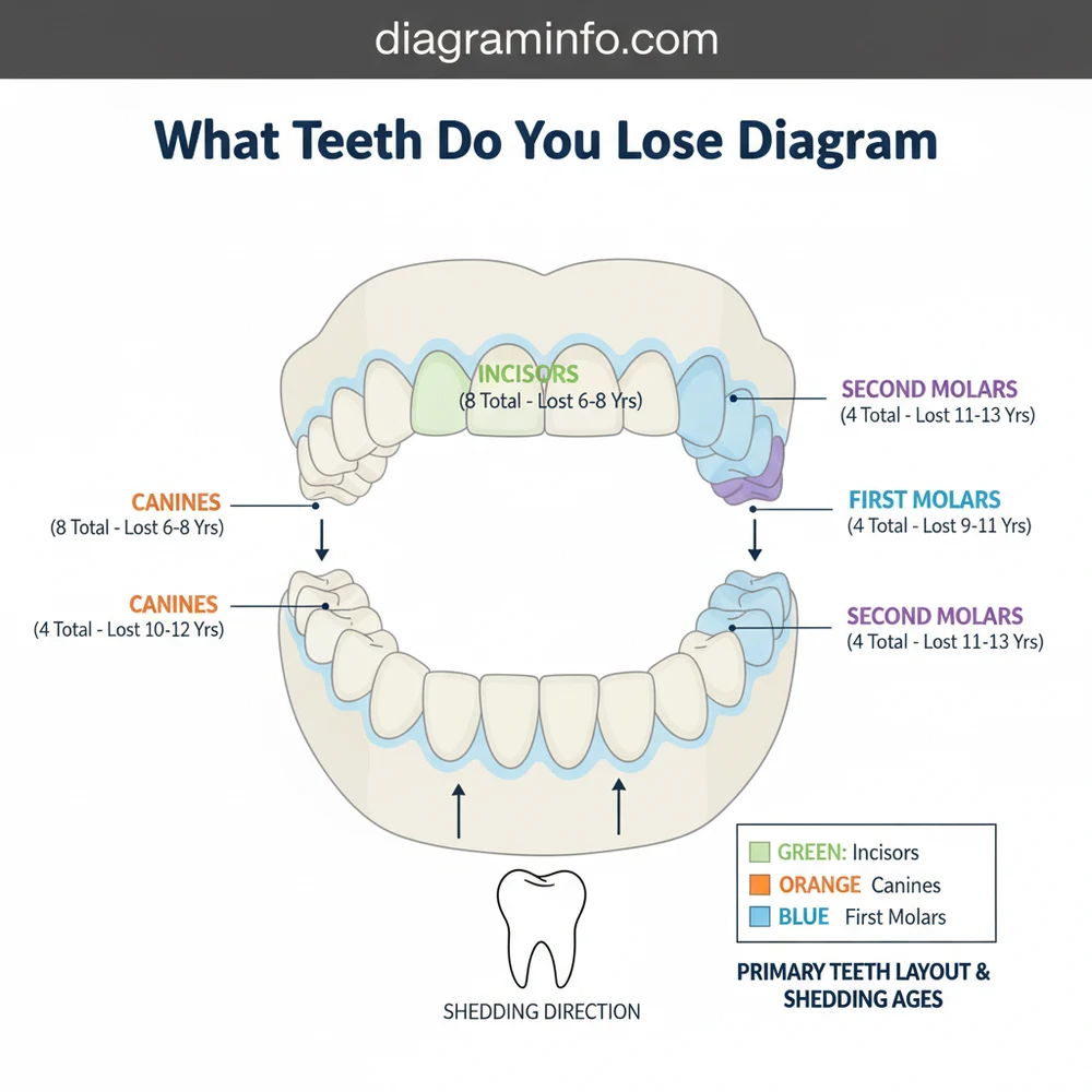 what teeth do you lose diagram diagram with labeled components and explanations