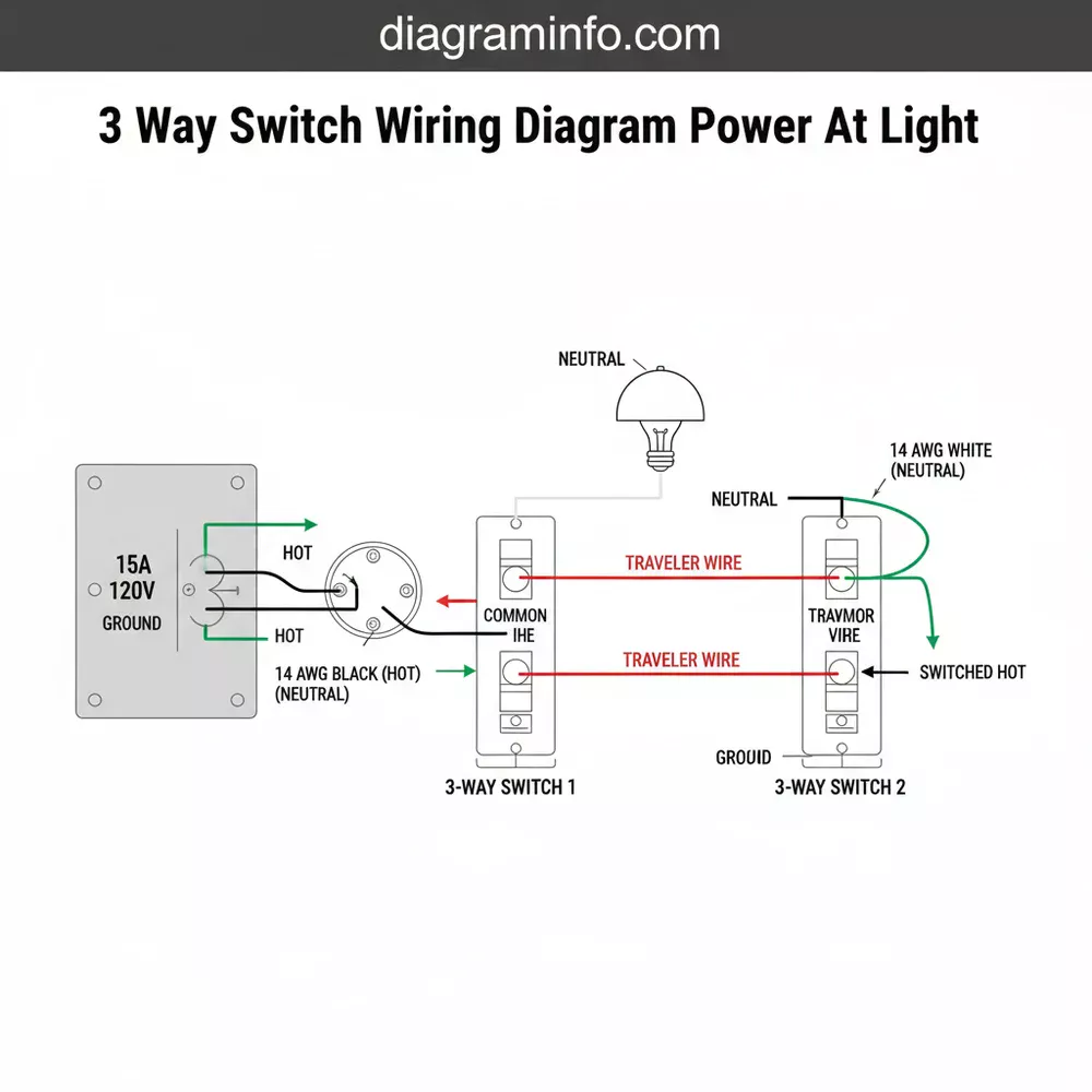 3-way switch wiring diagram power at light: Setup Guide