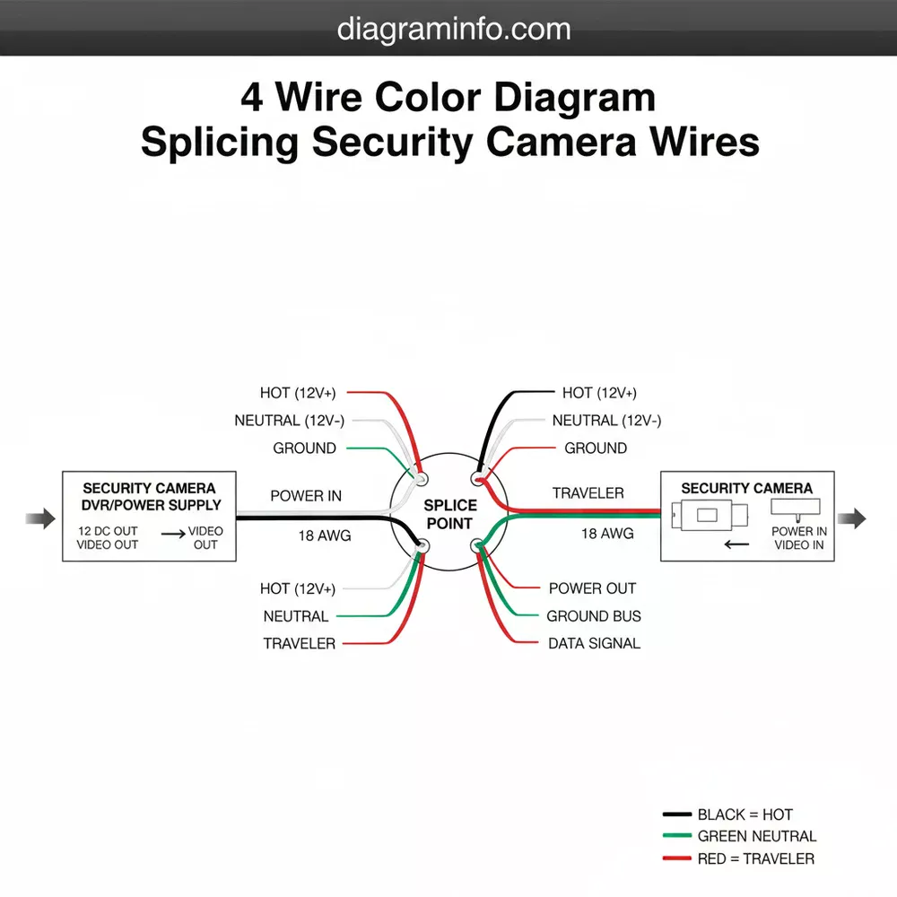 4 wire color diagram splicing security camera wires diagram with labeled components and explanations