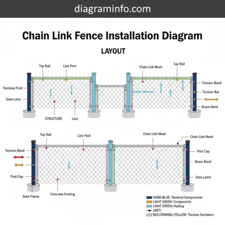 chain link fence installation diagram diagram with labeled components and explanations