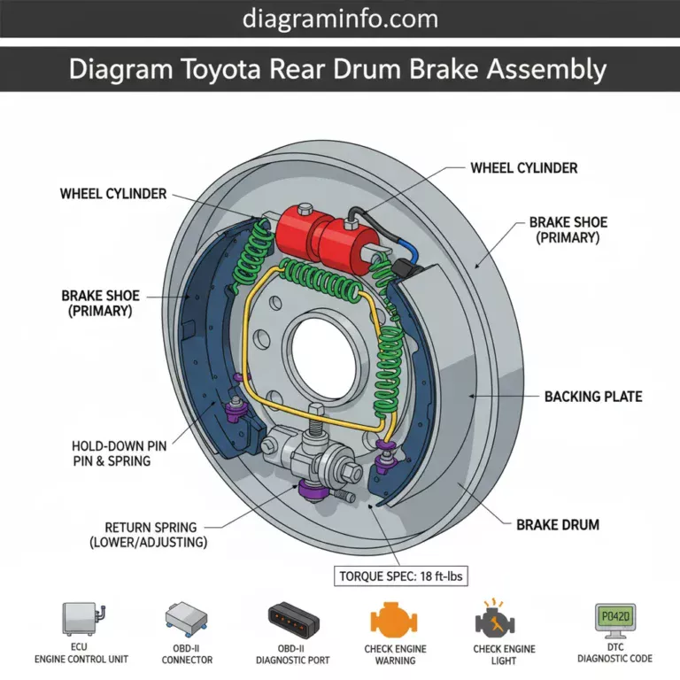 diagram toyota rear drum brake assembly diagram with labeled components and explanations