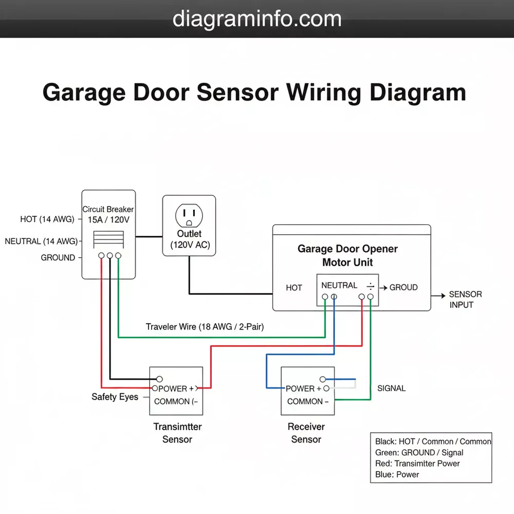 garage door sensor wiring diagram diagram with labeled components and explanations
