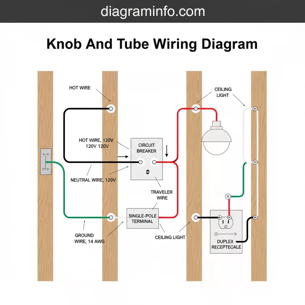 knob and tube wiring diagram diagram with labeled components and explanations