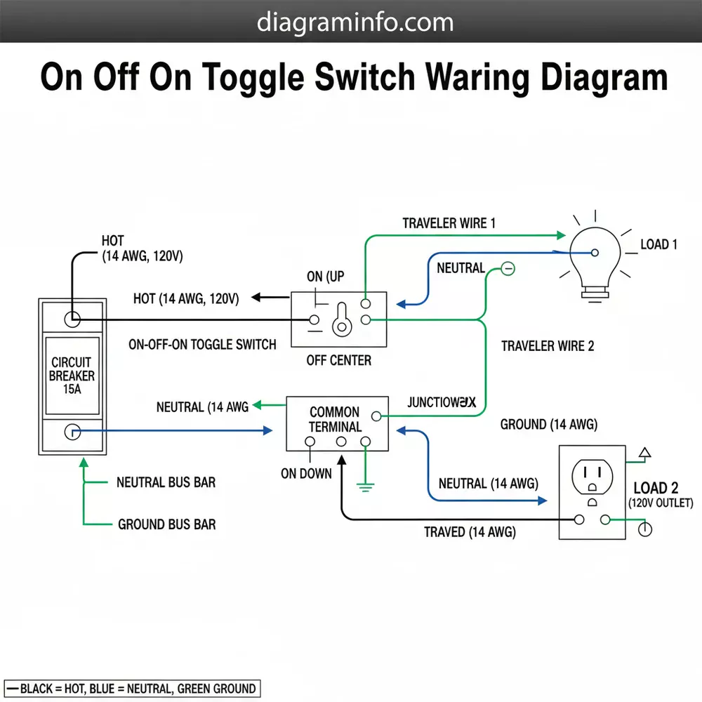 on-off on toggle switch wiring diagram diagram with labeled components and explanations