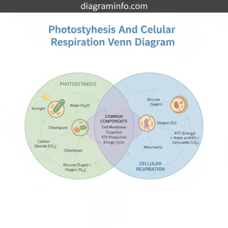 photosynthesis and cellular respiration venn diagram diagram with labeled components and explanations