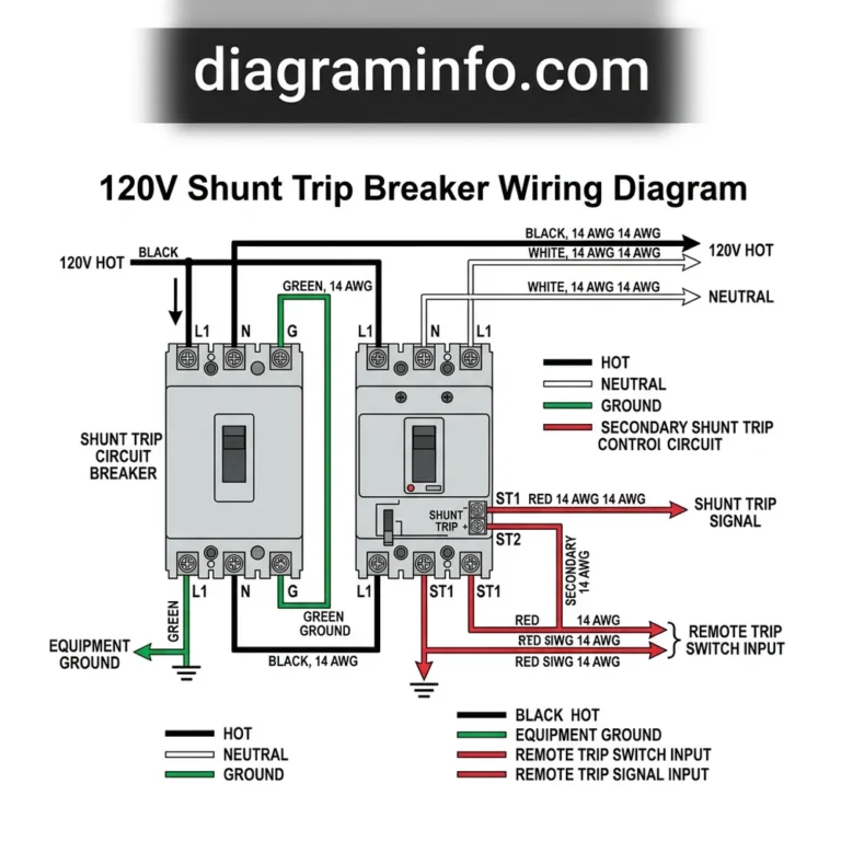 120v shunt trip breaker wiring diagram diagram with labeled components and explanations