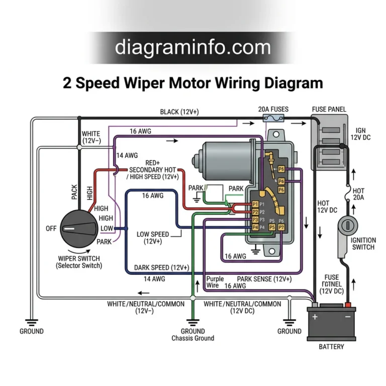 2 speed wiper motor wiring diagram diagram with labeled components and explanations
