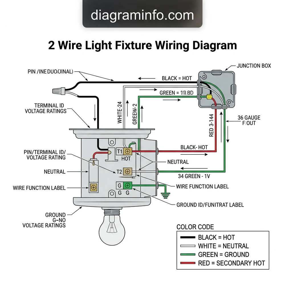 2 wire light fixture wiring diagram diagram with labeled components and explanations