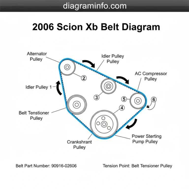 2006 scion xb belt diagram diagram with labeled components and explanations