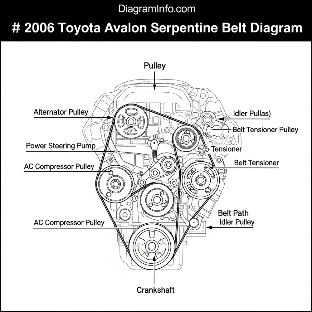2006 toyota avalon serpentine belt diagram diagram with labeled components and explanations