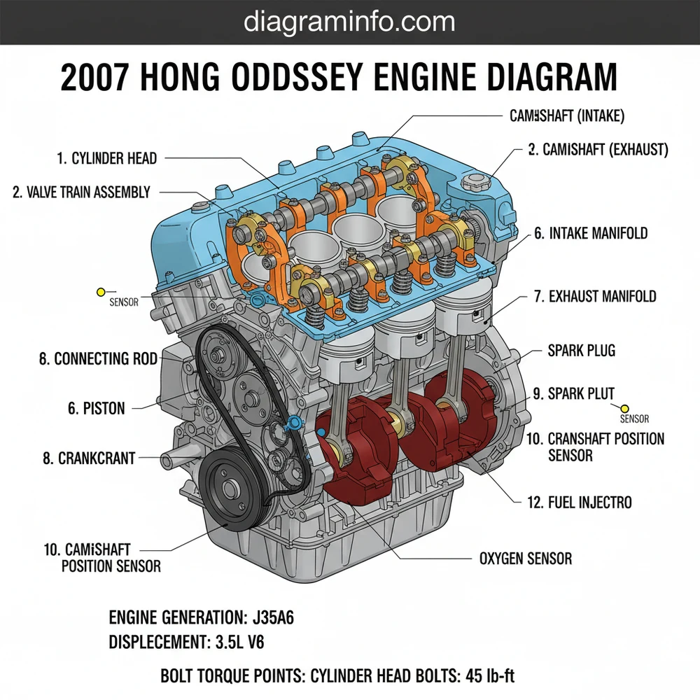 J35A6 2007 Honda Odyssey Engine Diagram: Component Breakdown 2026