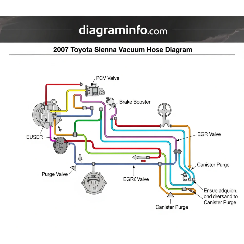 2007 toyota sienna vacuum hose diagram diagram with labeled components and explanations