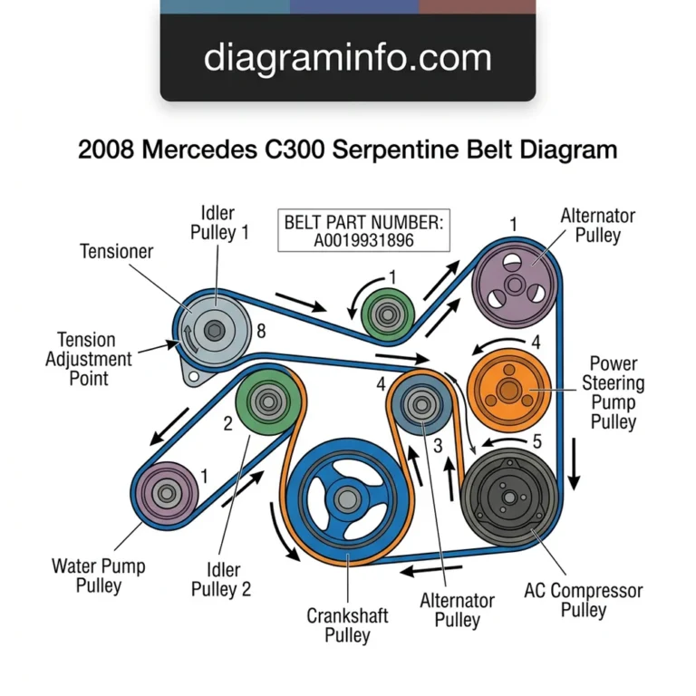 2008 mercedes c300 serpentine belt diagram diagram with labeled components and explanations