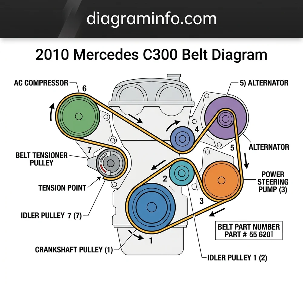 2010 mercedes c300 belt diagram diagram with labeled components and explanations