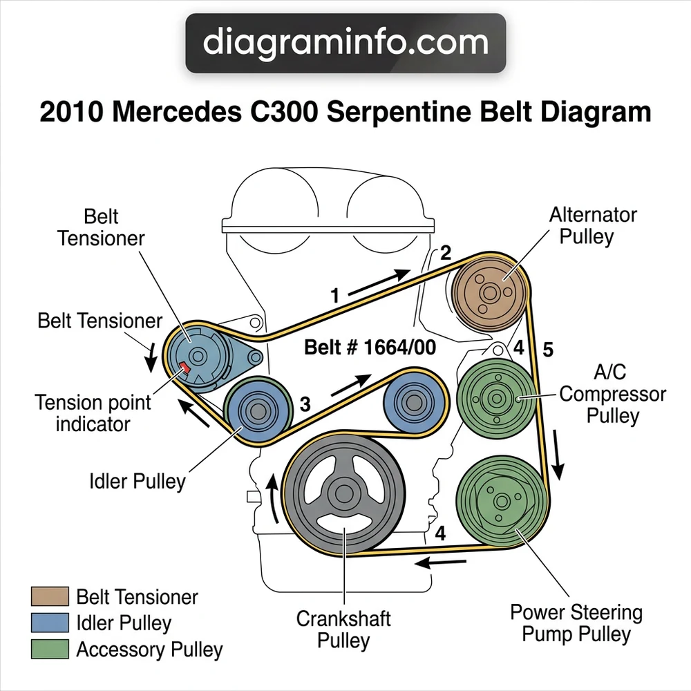 2010 mercedes c300 serpentine belt diagram diagram with labeled components and explanations