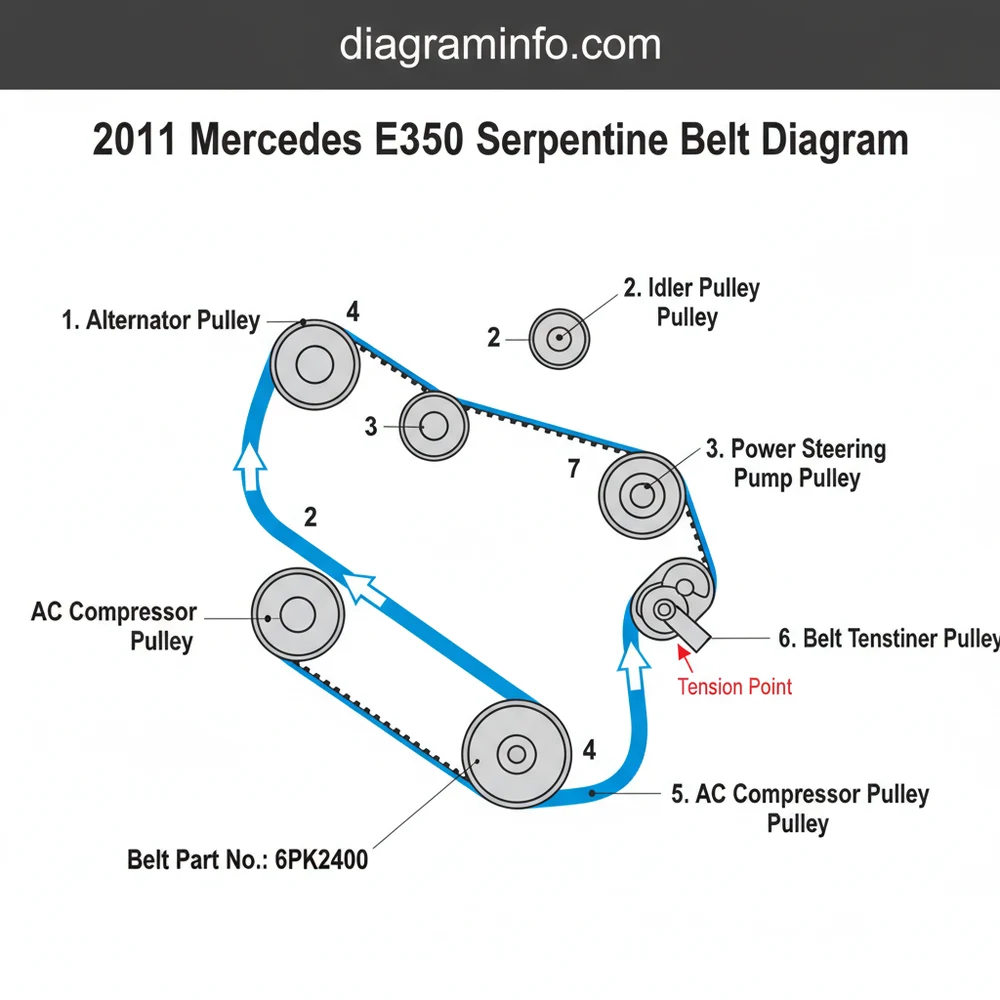 2011 mercedes e350 serpentine belt diagram diagram with labeled components and explanations