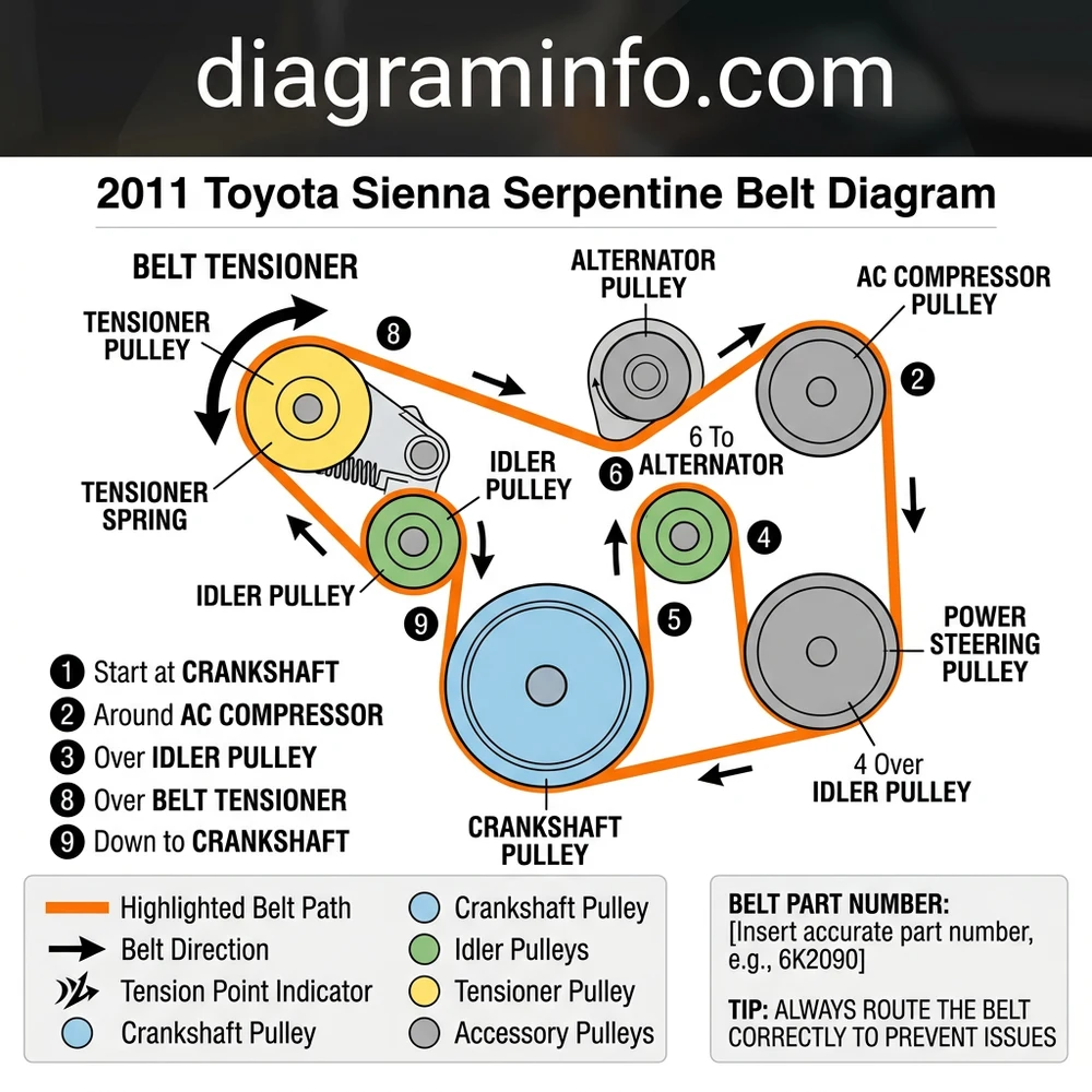 2011 toyota sienna serpentine belt diagram diagram with labeled components and explanations