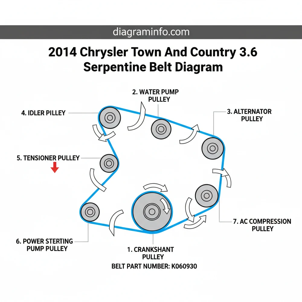 2014 chrysler town and country 3.6 serpentine belt diagram diagram with labeled components and explanations