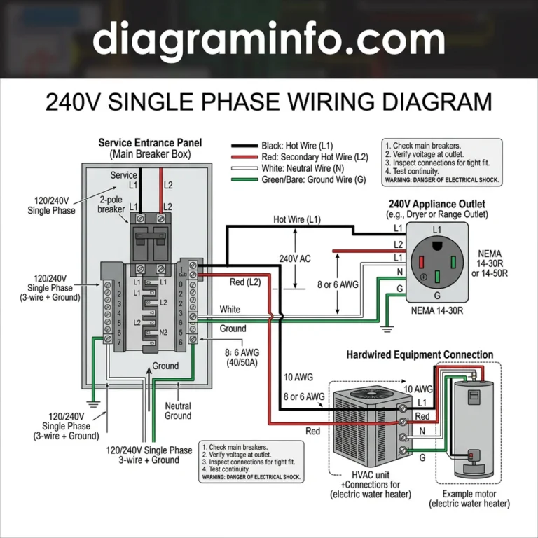 240v single phase wiring diagram diagram with labeled components and explanations
