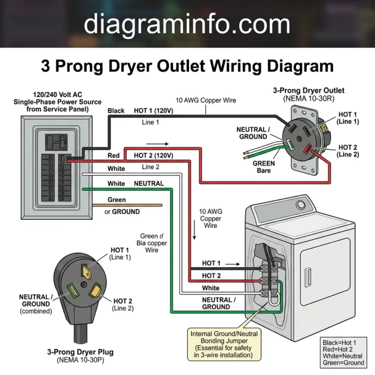 3 prong dryer outlet wiring diagram diagram with labeled components and explanations