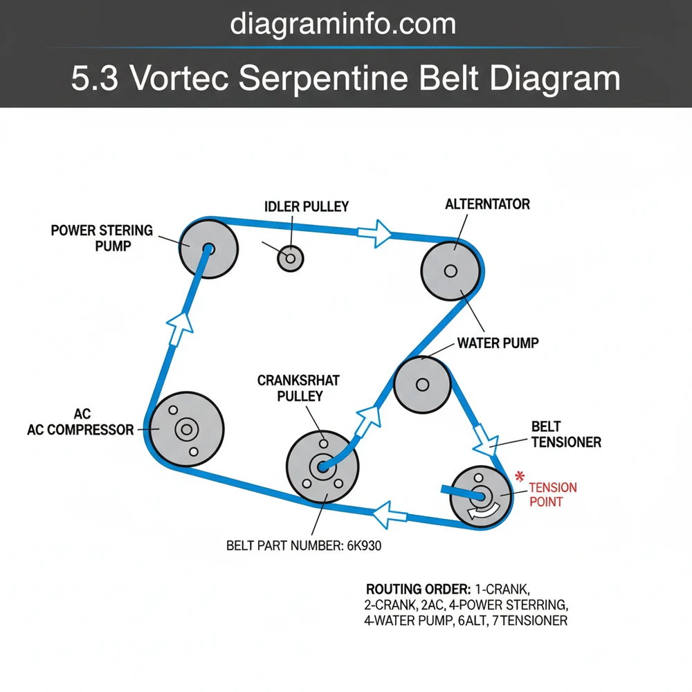 5.3 vortec serpentine belt diagram diagram with labeled components and explanations