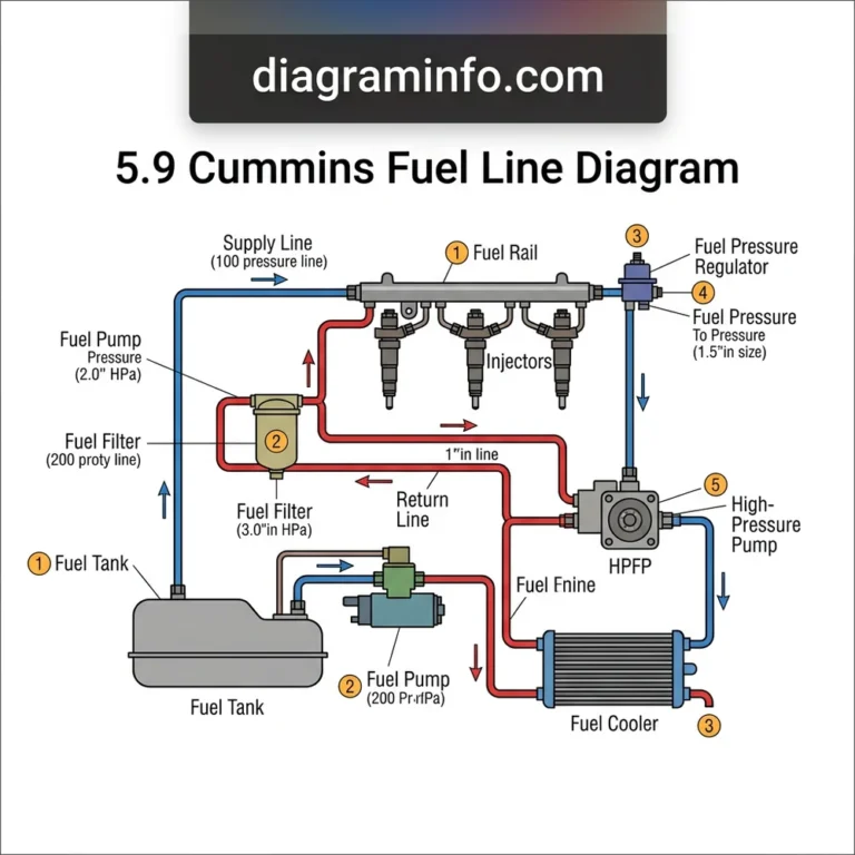 5.9 cummins fuel line diagram diagram with labeled components and explanations
