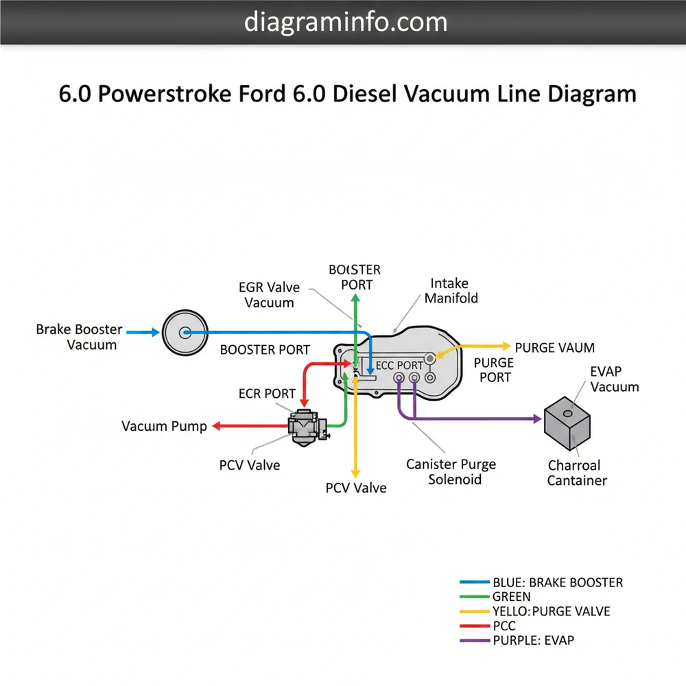 6.0 powerstroke ford 6.0 diesel vacuum line diagram diagram with labeled components and explanations