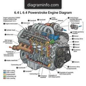 6.4 l 6.4 powerstroke engine diagram diagram with labeled components and explanations