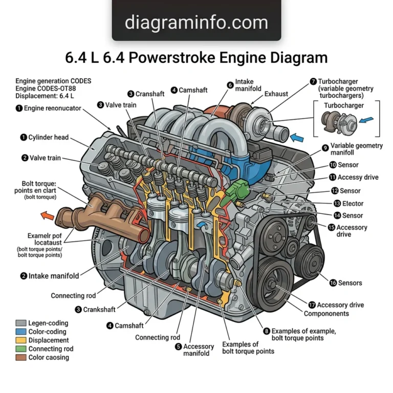 6.4 l 6.4 powerstroke engine diagram diagram with labeled components and explanations