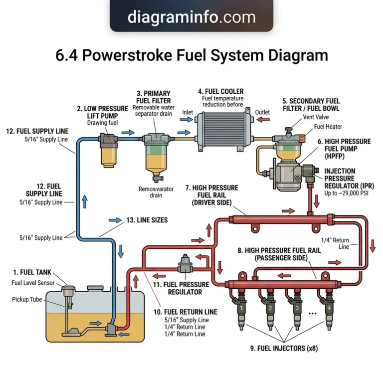 6.4 powerstroke fuel system diagram diagram with labeled components and explanations