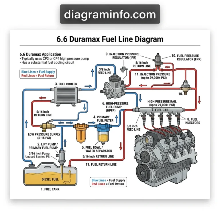 6.6 duramax fuel line diagram diagram with labeled components and explanations