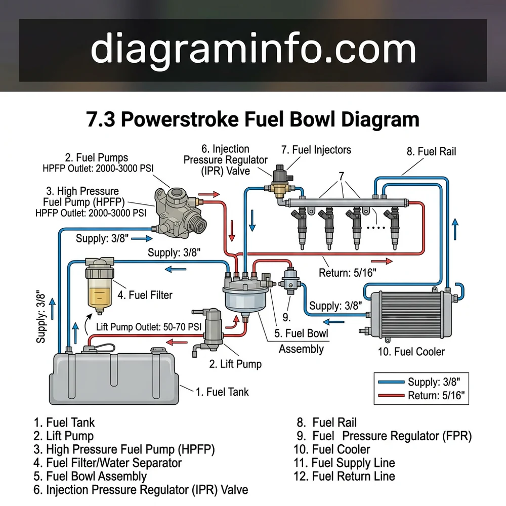 7.3 powerstroke fuel bowl diagram diagram with labeled components and explanations