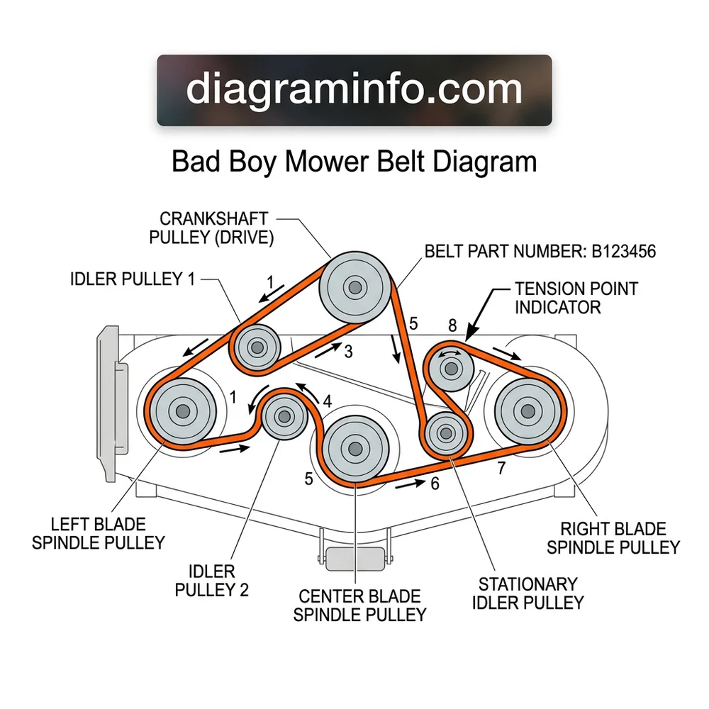 bad boy mower belt diagram diagram with labeled components and explanations
