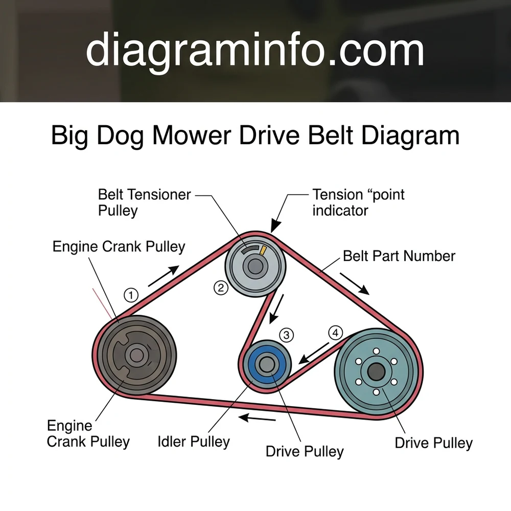 big dog mower drive belt diagram diagram with labeled components and explanations