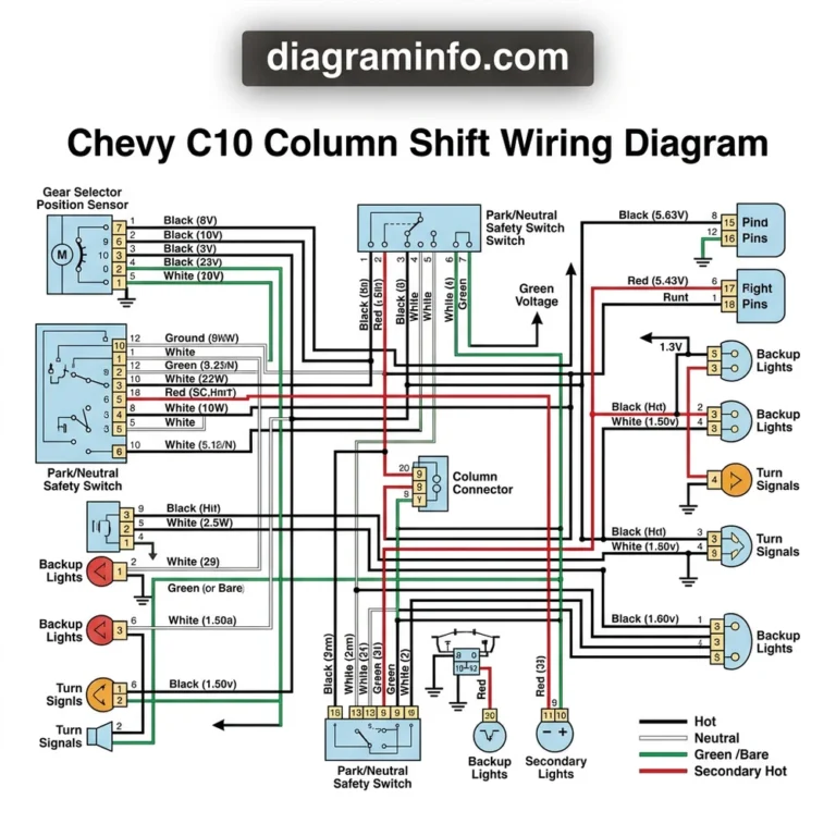 chevy c10 column shift wiring diagram diagram with labeled components and explanations